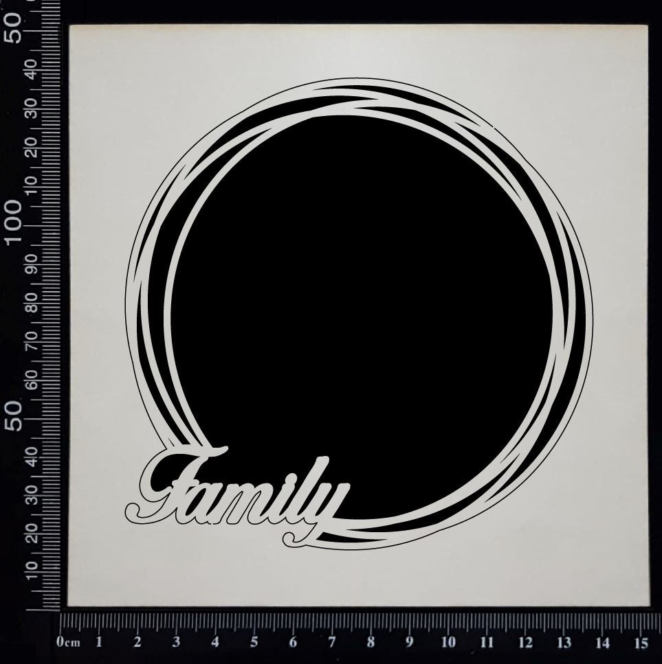 Distressed Circle - Family - Large -  White Chipboard