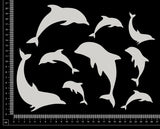 Dolphins Set - A - Large - White Chipboard