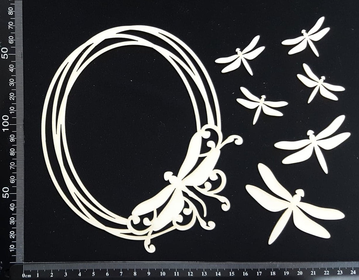 Dragonfly Frame - A - Large - White Chipboard