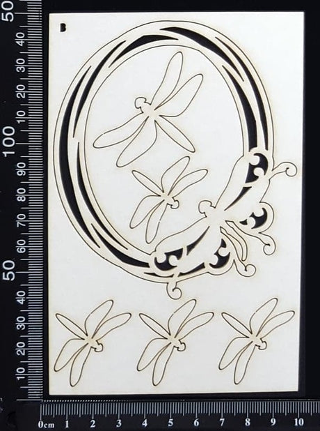 Dragonfly Frame - B - Small - White Chipboard