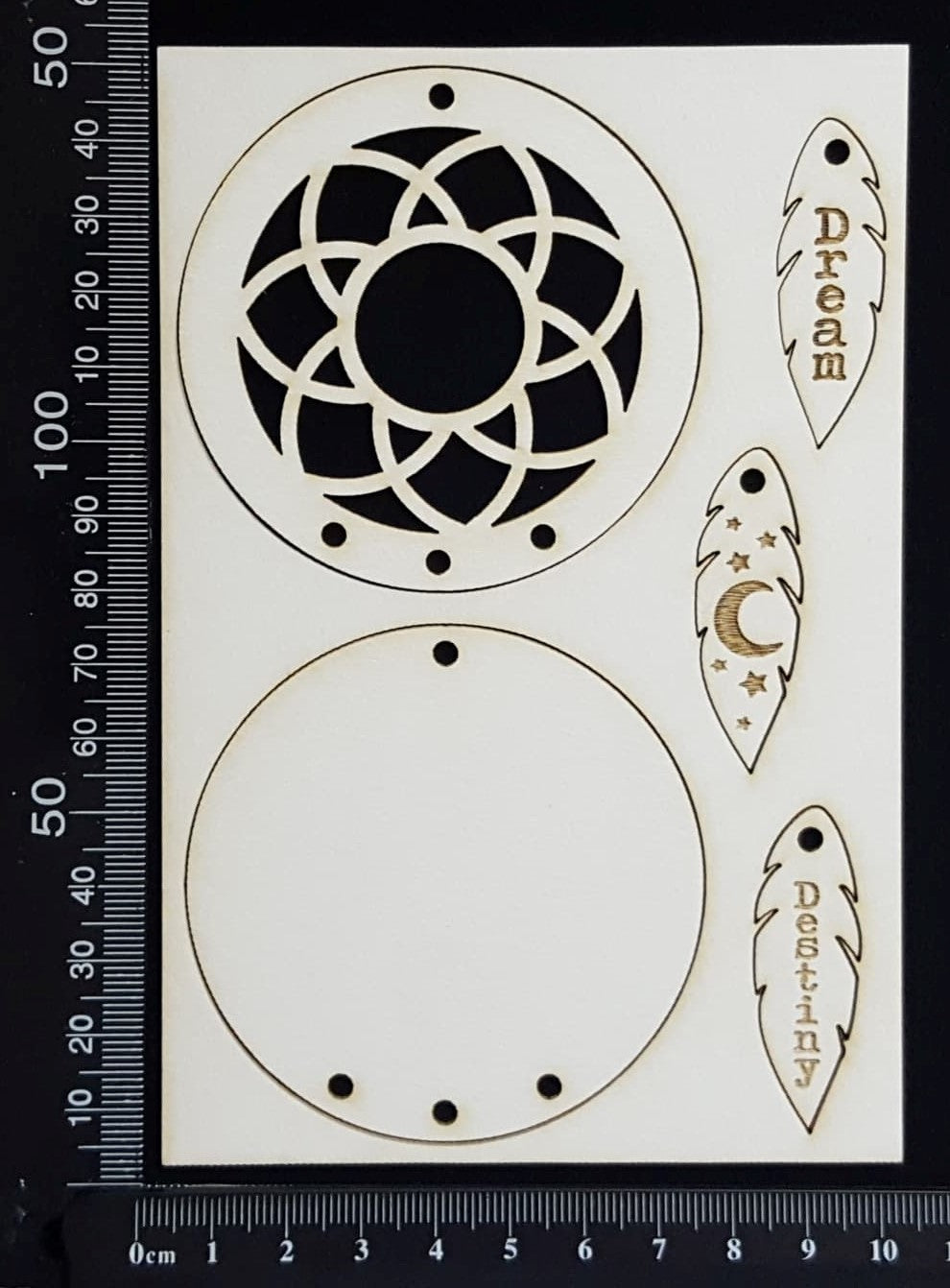 Dreamcatcher with Feather Charms - Layering Set - White Chipboard