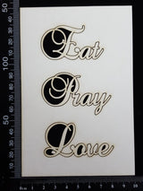 Elegant Word Set - Eat Pray Love - White Chipboard