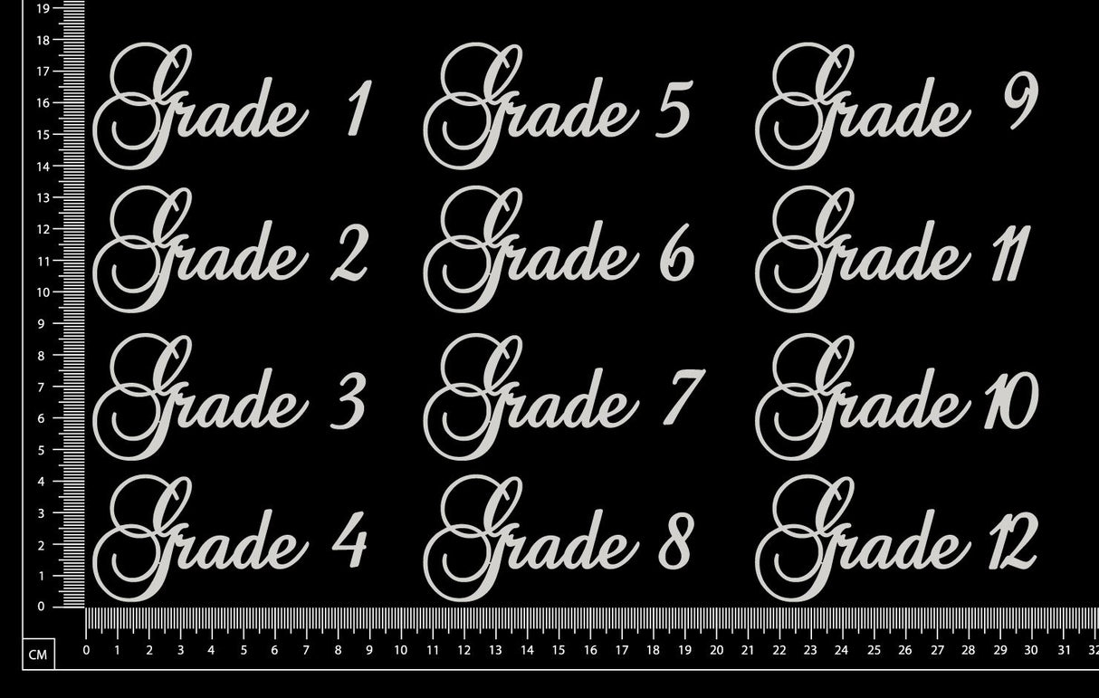 Elegant Word Set - Grades - White Chipboard