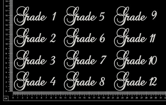 Elegant Word Set - Grades - White Chipboard