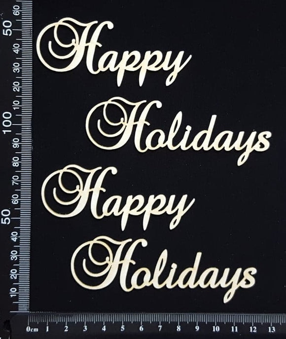 Elegant Words - Happy Holidays - White Chipboard