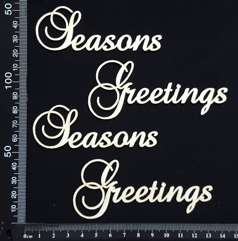 Elegant Word Set - Seasons Greetings - White Chipboard