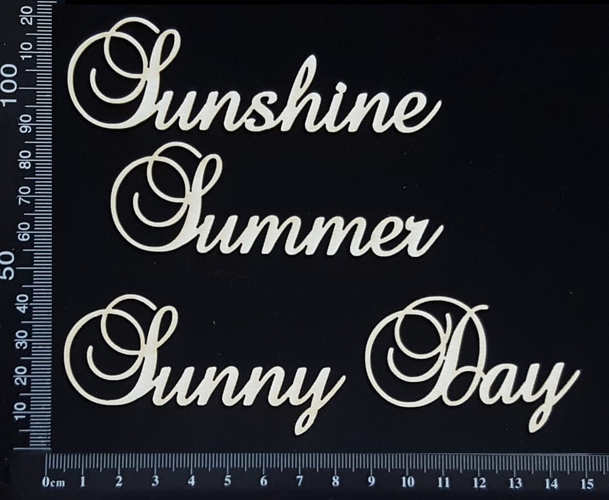 Elegant Word Set - Sunshine Summer Sunny Day - White Chipboard