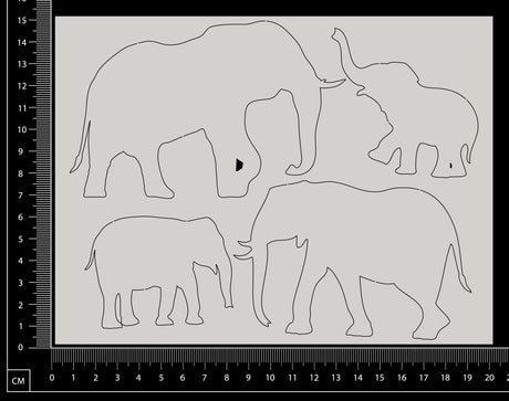 Elephant Set - A - Large - White Chipboard