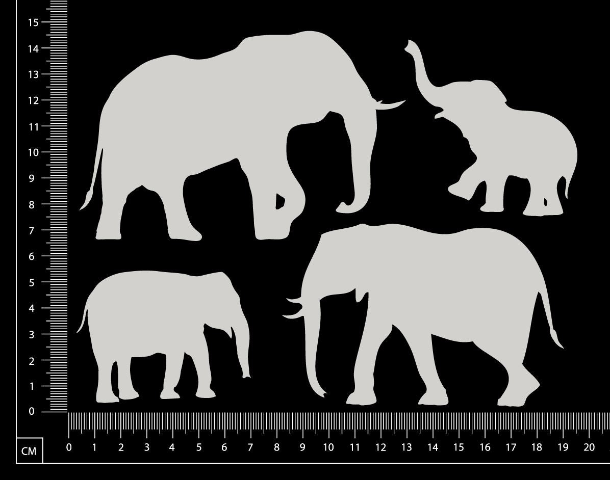 Elephant Set - A - Large - White Chipboard