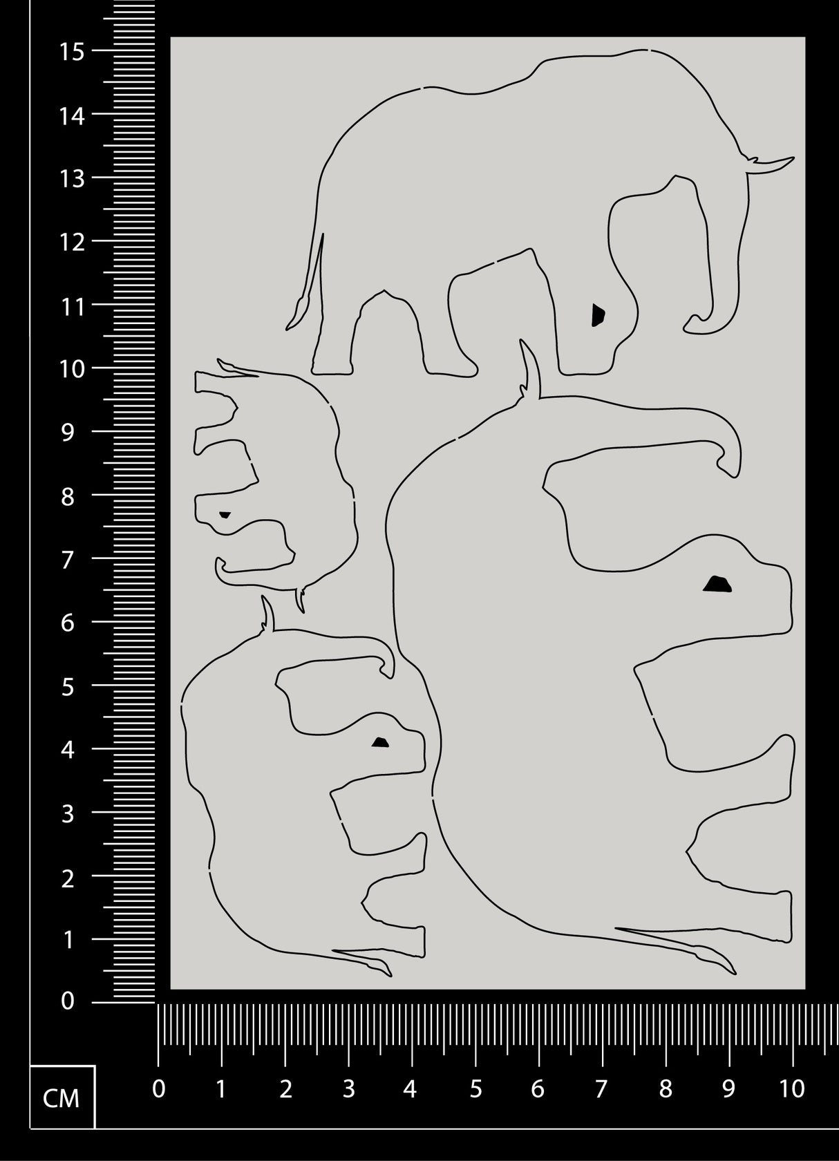 Elephant Set - B - Small - White Chipboard