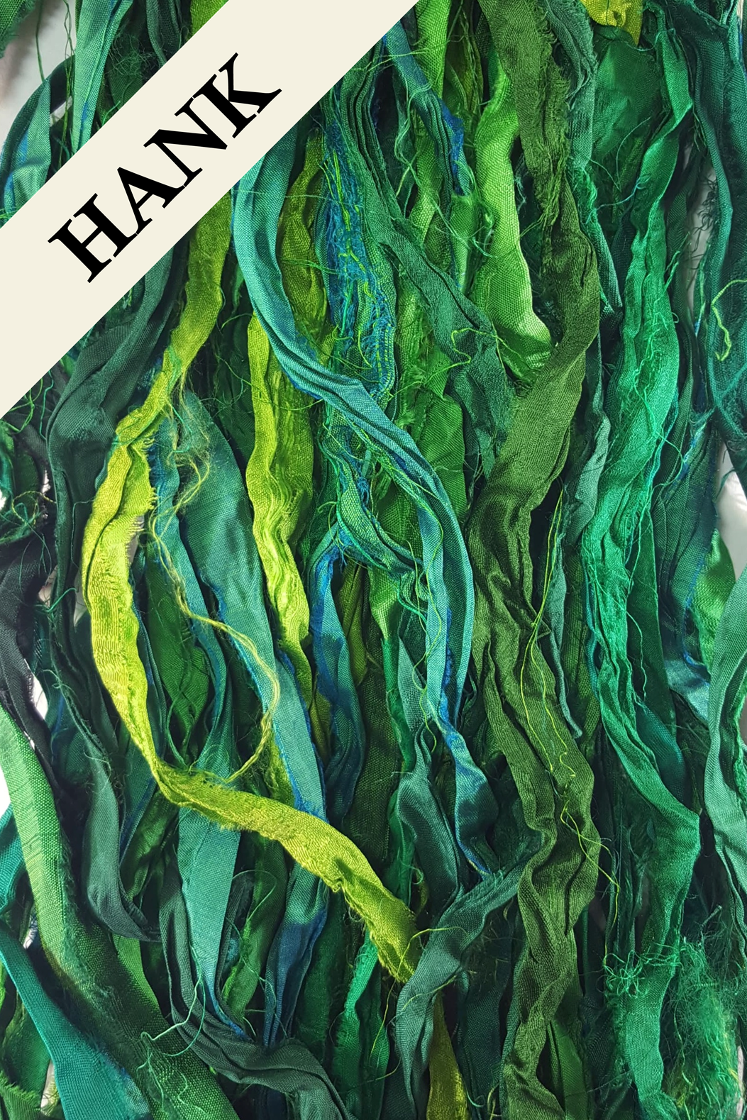 Reclaimed Sari Silk Ribbon - Emerald City - Hank