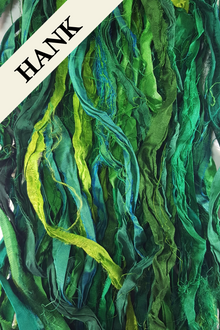Reclaimed Sari Silk Ribbon - Emerald City - Hank