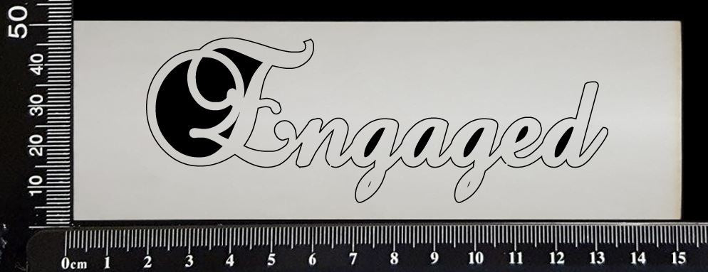Elegant Word - Engaged - White Chipboard