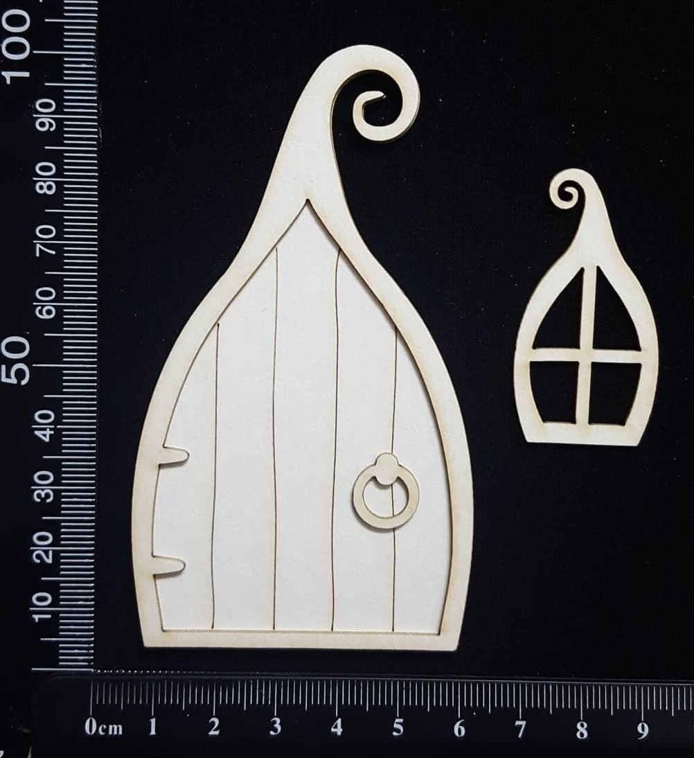 Fairy Door and Window - Layering Set - A - White Chipboard