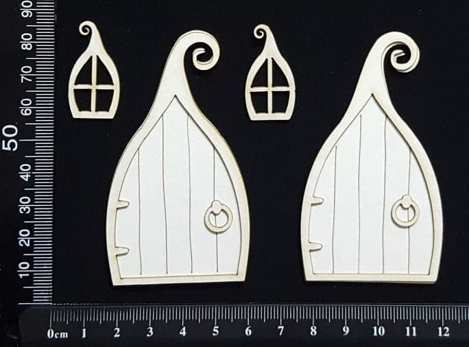 Fairy Door and Window - Layering Set - C - White Chipboard