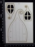Fairy Door and Windows - Engraved - Set A - White Chipboard