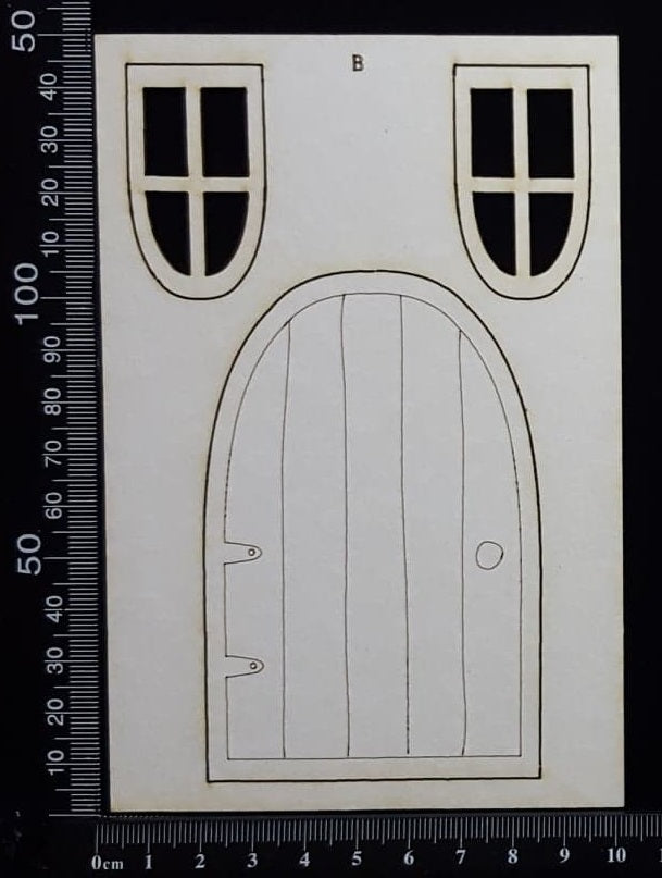 Fairy Door and Windows - Engraved - Set B - White Chipboard