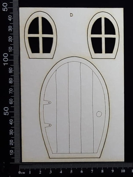 Fairy Door and Windows - Engraved - Set D - White Chipboard