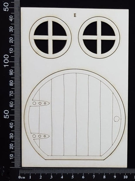 Fairy Door and Windows - Engraved - Set E - White Chipboard