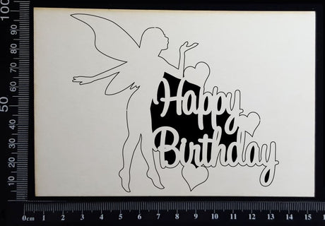 Fairy Title - Happy Birthday - A - White Chipboard