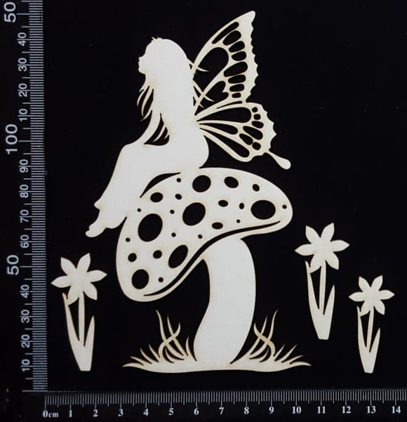 Fairy On A Mushroom Set - A - White Chipboard