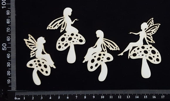 Fairy On A Mushroom Set - D - White Chipboard