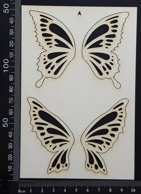 Fairy Wings Set - A - White Chipboard