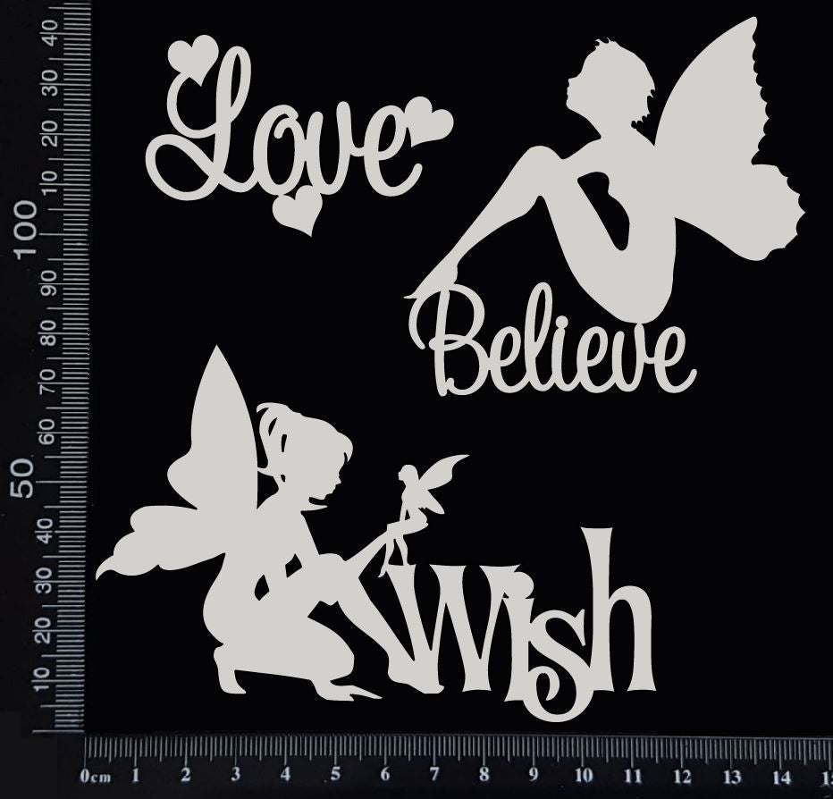 Fairy Word Set - C - White Chipboard