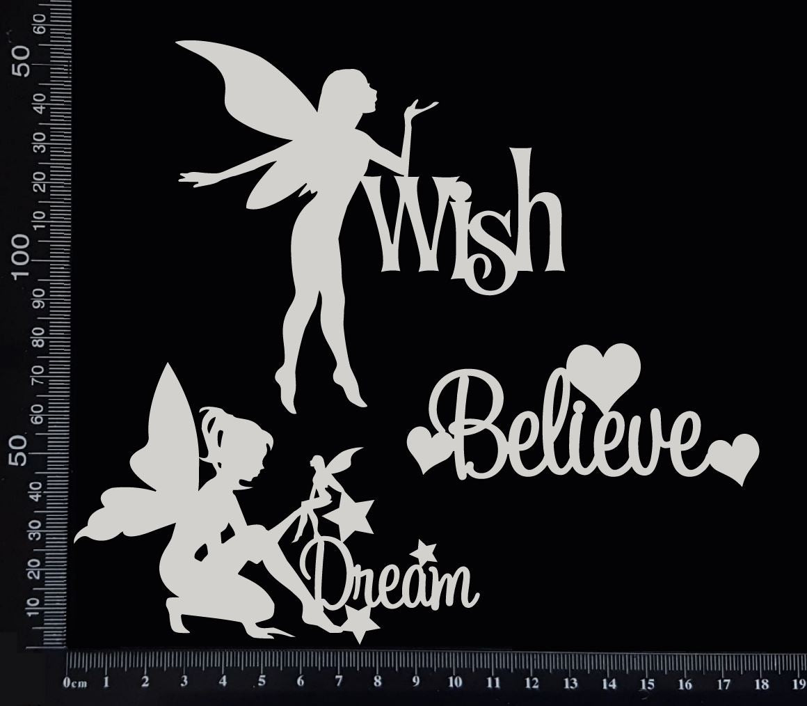 Fairy Word Set - F - White Chipboard