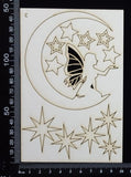 Fairy on a Moon Set - C - White Chipboard