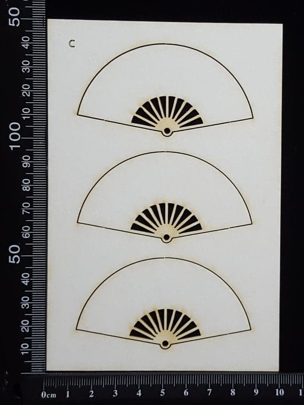 Fans - C - Set of 3 - Small - White Chipboard