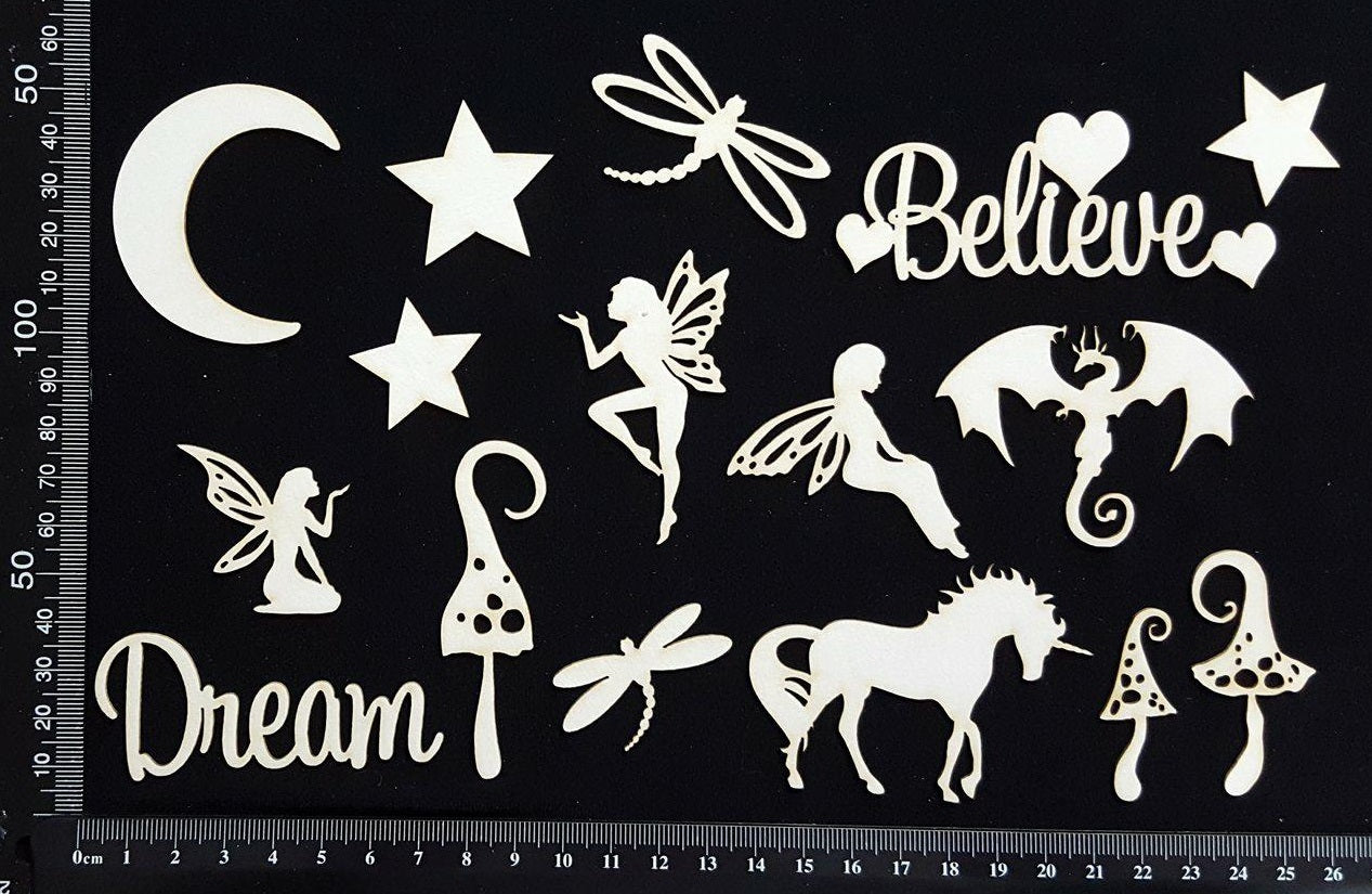 Fantasy Elements Set - A - White Chipboard