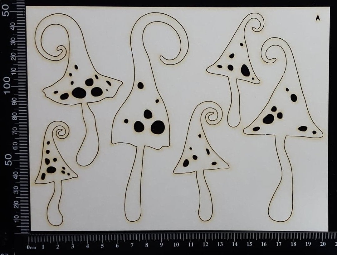 Fantasy Mushrooms Set - A - White Chipboard