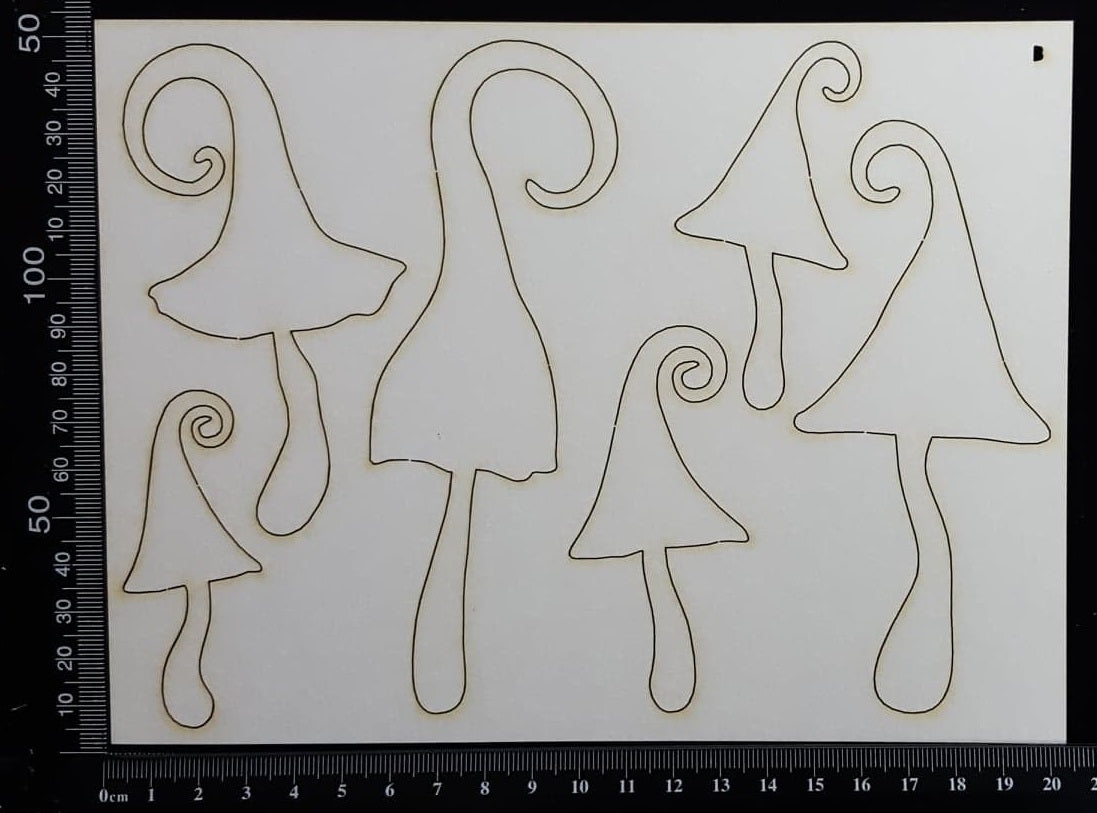 Fantasy Mushrooms Set - B - White Chipboard