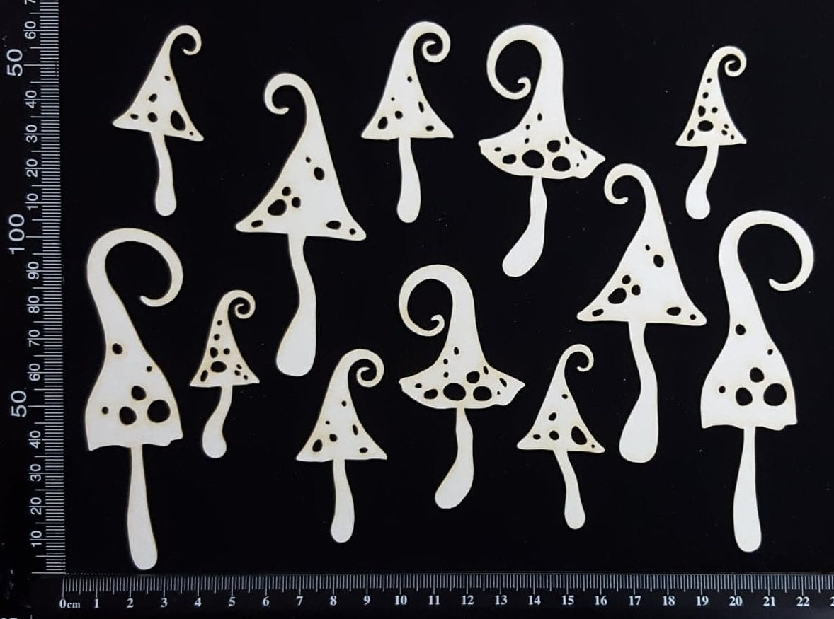 Fantasy Mushrooms Set - C - White Chipboard