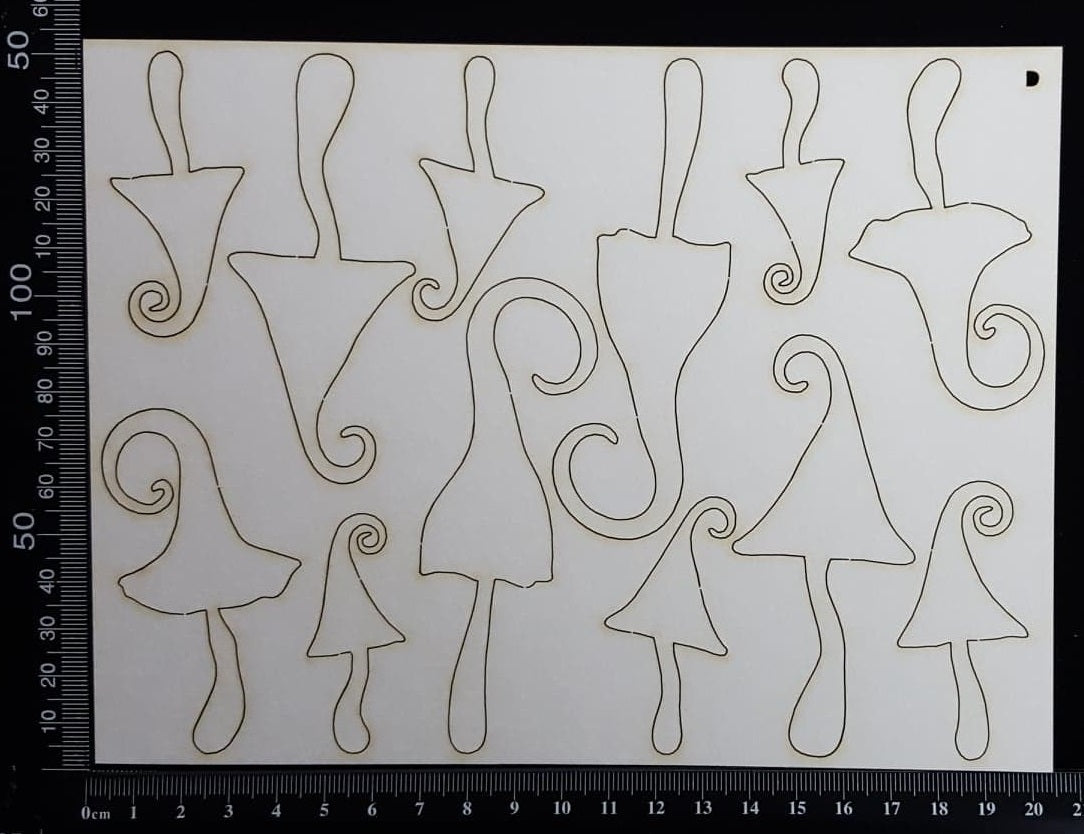 Fantasy Mushrooms Set - D - White Chipboard