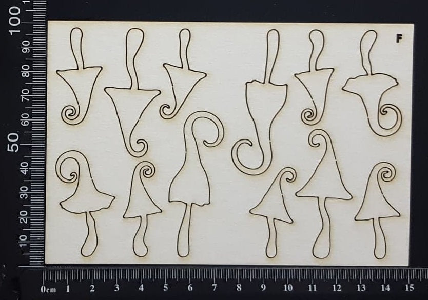 Fantasy Mushrooms Set - F - White Chipboard