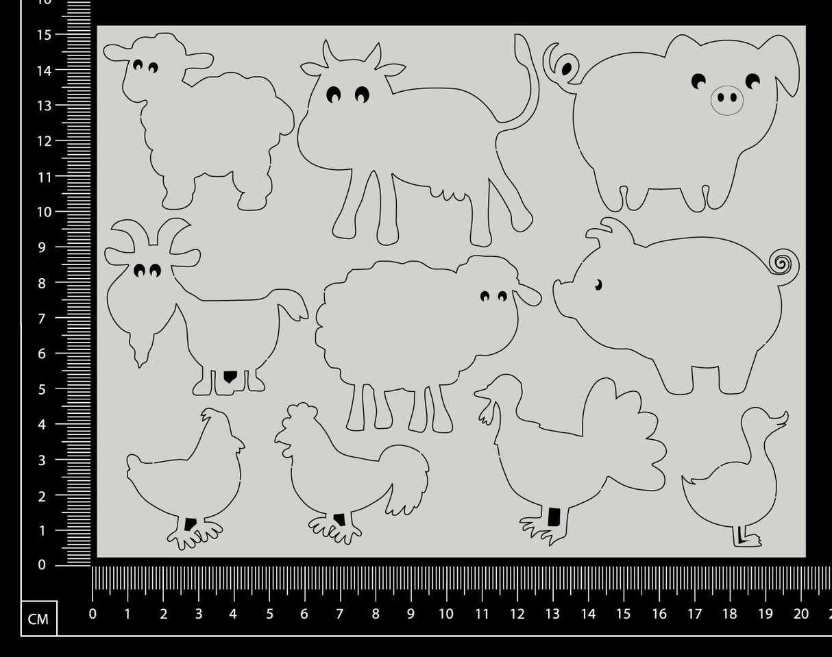 Farm Animals Set - A - White Chipboard