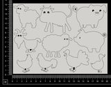 Farm Animals Set - A - White Chipboard