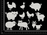 Farm Animals Set - A - White Chipboard