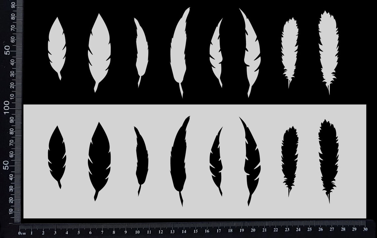 Feathers Row - Stencil - 100mm x 300mm