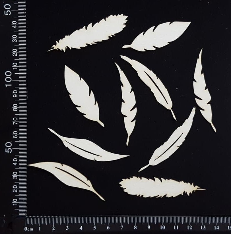 Feathers Set - B - White Chipboard