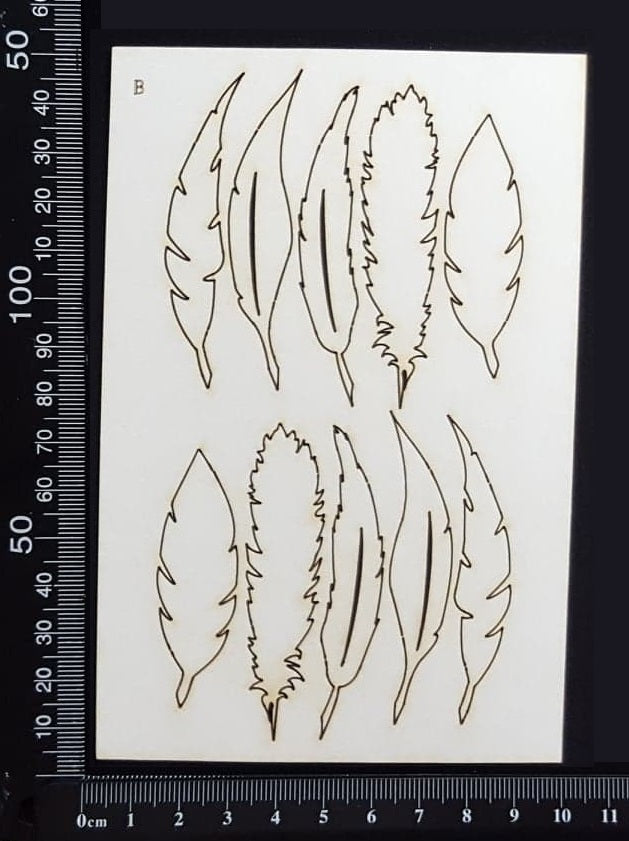 Feathers Set - B - White Chipboard