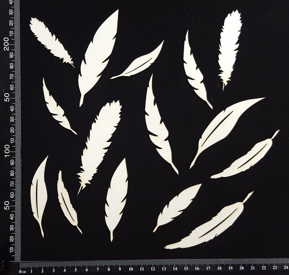 Feathers Set - C - White Chipboard