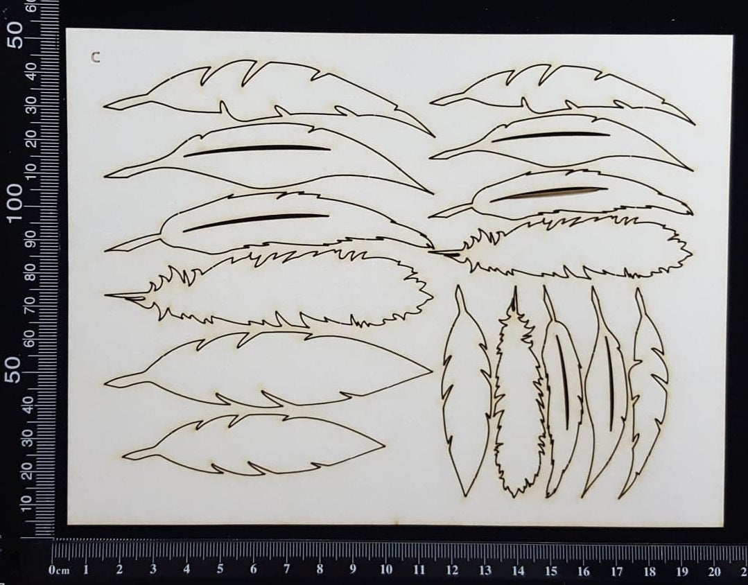 Feathers Set - C - White Chipboard