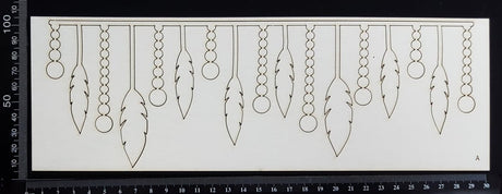 Feathers and Beads Border - Large - A - White Chipboard