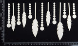 Feathers and Beads Set - A - Large - White Chipboard