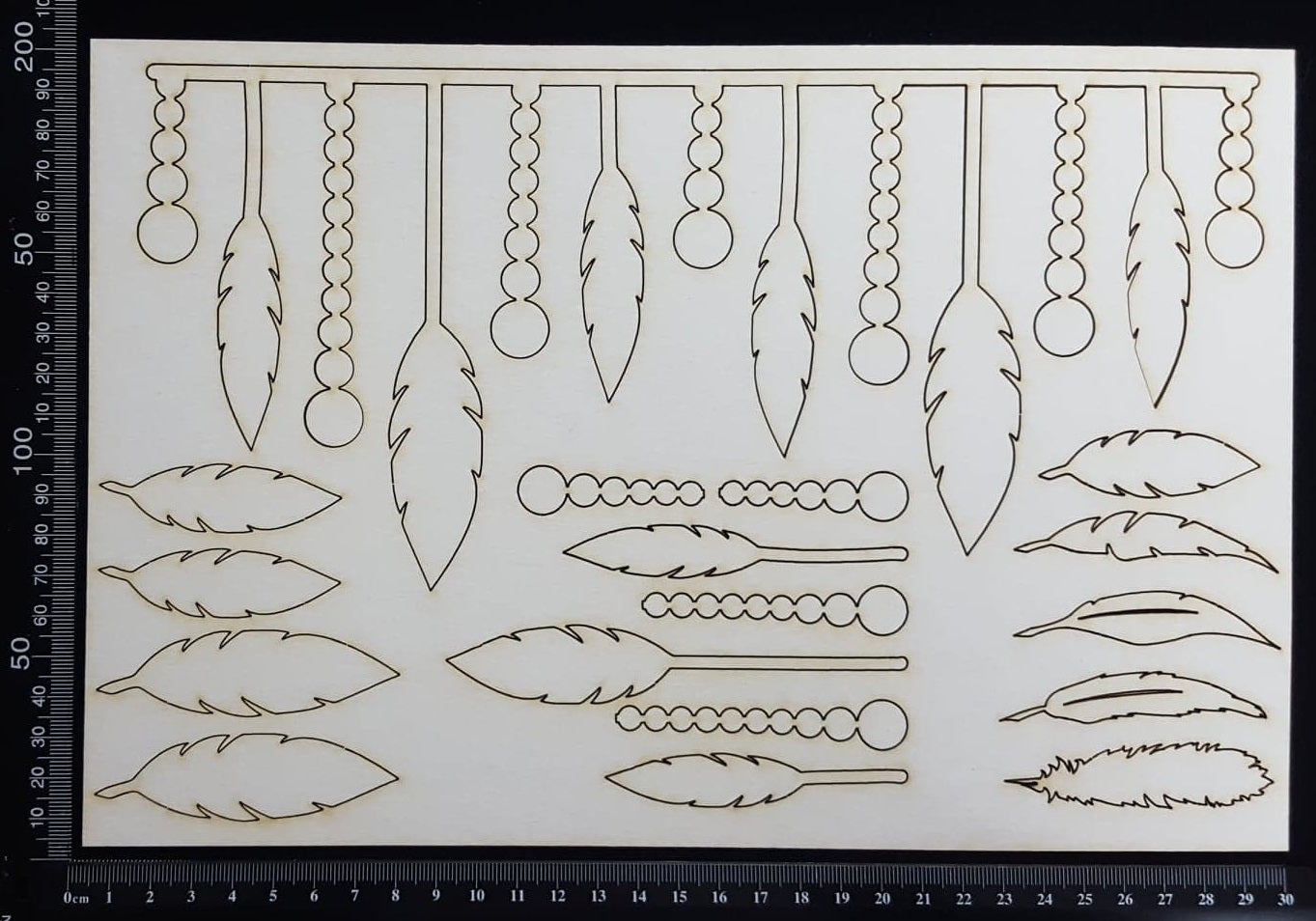 Feathers and Beads Set - C - White Chipboard