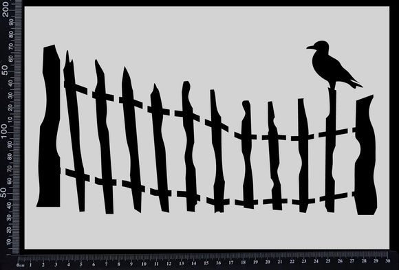 Fence with Sitting Seagull - Stencil - 200mm x 300mm