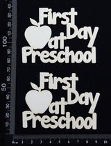 First Day at Preschool - Small - Set of 2 - White Chipboard